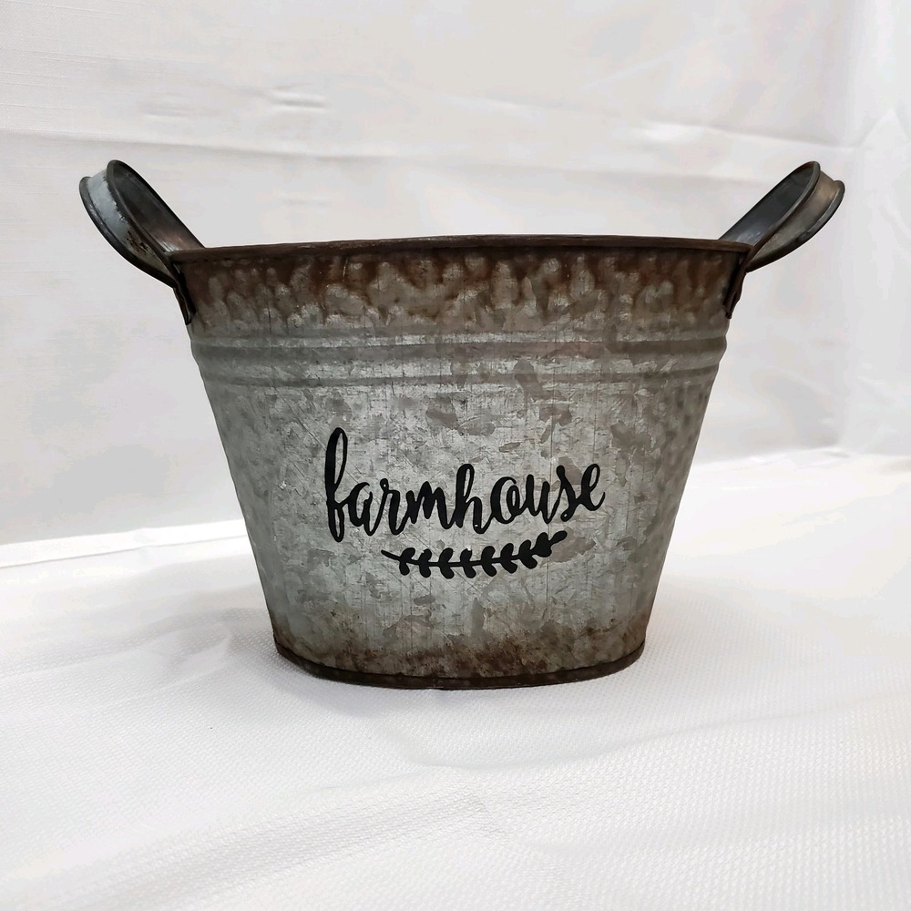 "Farmhouse" Bucket/Pail/Vase - Home‎ Decor Rustic●Country●Galvanized Metal